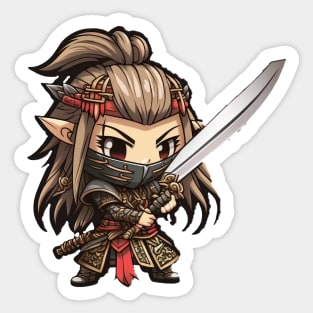 Anime Samurai Elf Chibi 2 Sticker